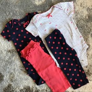 2 Carters play wear matching sets coral color